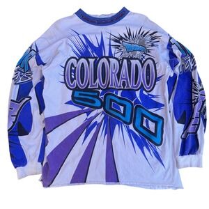 Vintage Thor Colorado 500 Motocross Jersey Mens Large White Blue Purple USA